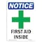 Signmission OSHA Notice, 7" Height, First Aid Inside Sign With Symbol, 7" X 5", Portrait OS-NS-D-57-V-12733 - alternate 1